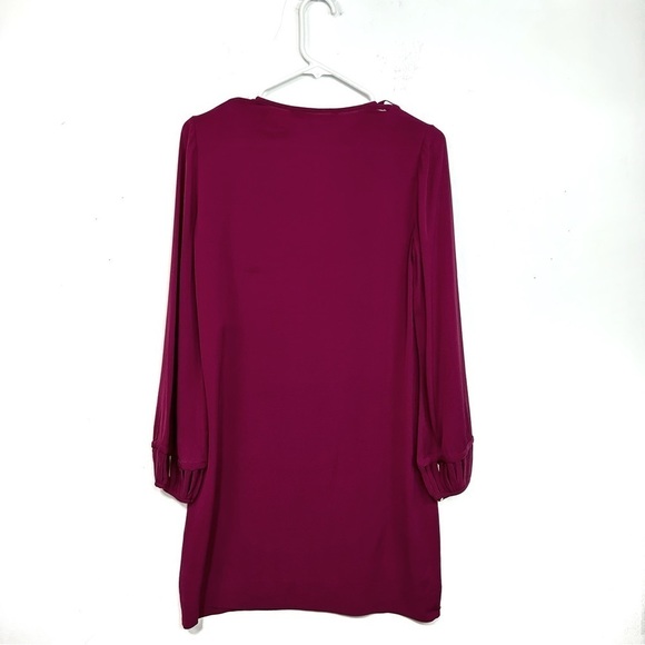 Diane von Furstenberg Damian Silk Sheath Neck Long Sleeve Detail Dress Pink Sz 0 - Picture 6 of 11